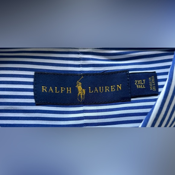 Ralph Lauren Blue Label Blue & White Striped Long Sleeve Shirt, 2XLT - Picture 4 of 4